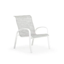 Madeira Outdoor Sling Club Chair In Textured White With Caribbean Cane Sling