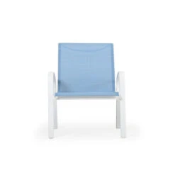 Madeira Outdoor Sling Club Chair In Textured White With Dupione Poolside Sling