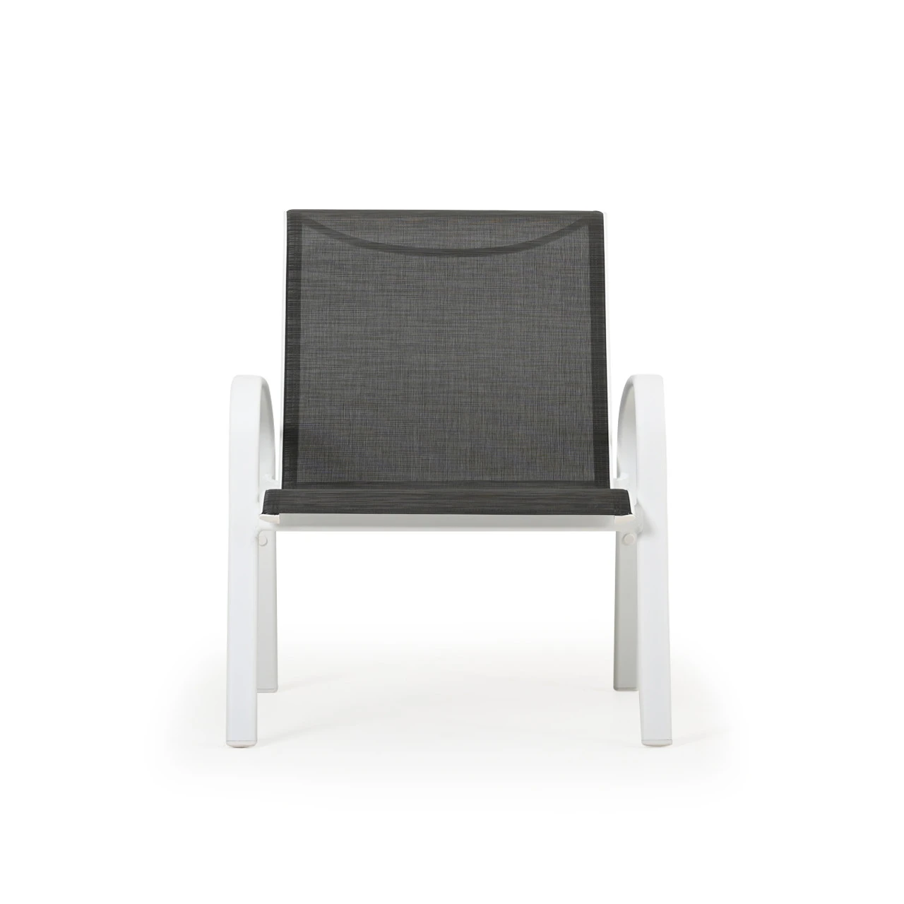 Madeira Outdoor Sling Club Chair In Textured White With Dupione Smoke Sling - Image 3