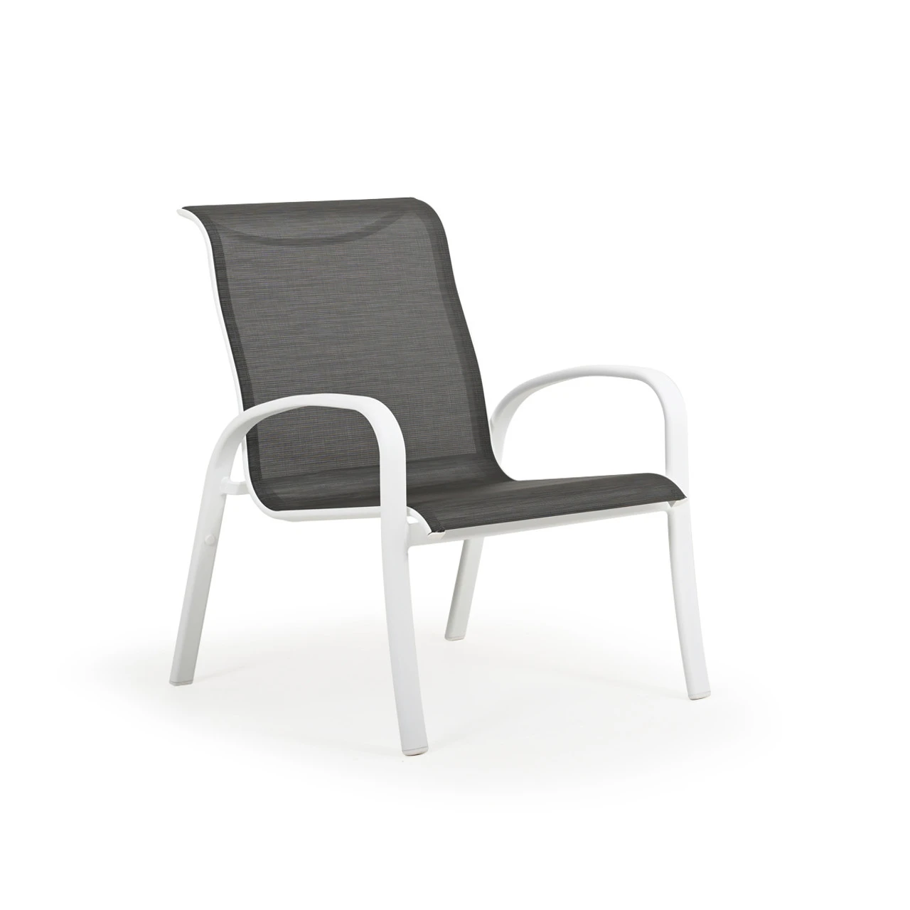 Madeira Outdoor Sling Club Chair In Textured White With Dupione Smoke Sling - Image 2
