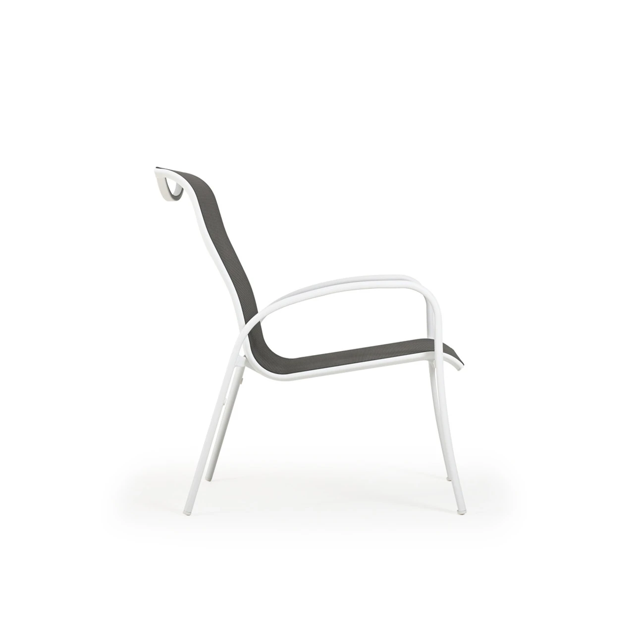 Madeira Outdoor Sling Club Chair In Textured White With Dupione Smoke Sling - Image 7
