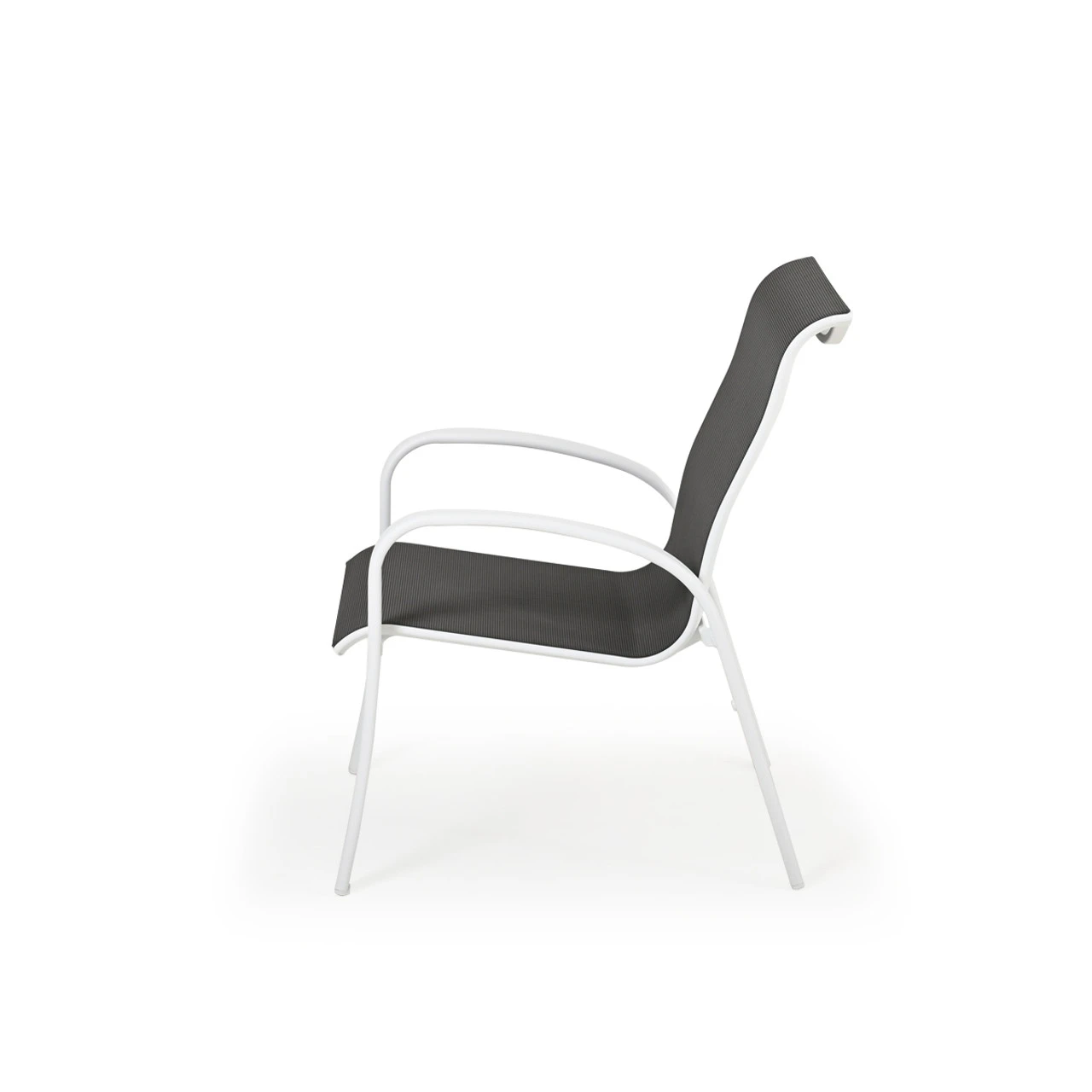 Madeira Outdoor Sling Club Chair In Textured White With Dupione Smoke Sling - Image 4