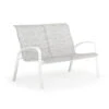 Madeira Outdoor Sling Loveseat In Textured White With Caribbean Cane Sling