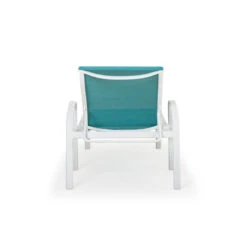 Madeira Outdoor Sling Chaise Lounge In Textured White With Dupione Lagoon Sling