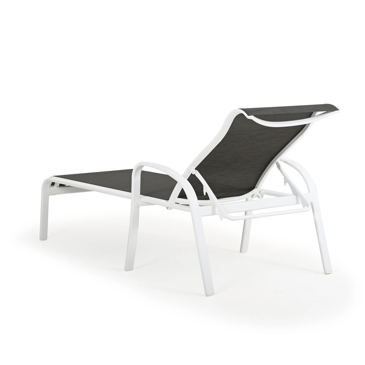 Madeira Outdoor Sling Chaise Lounge In Textured White With Dupione Smoke Sling - Image 2