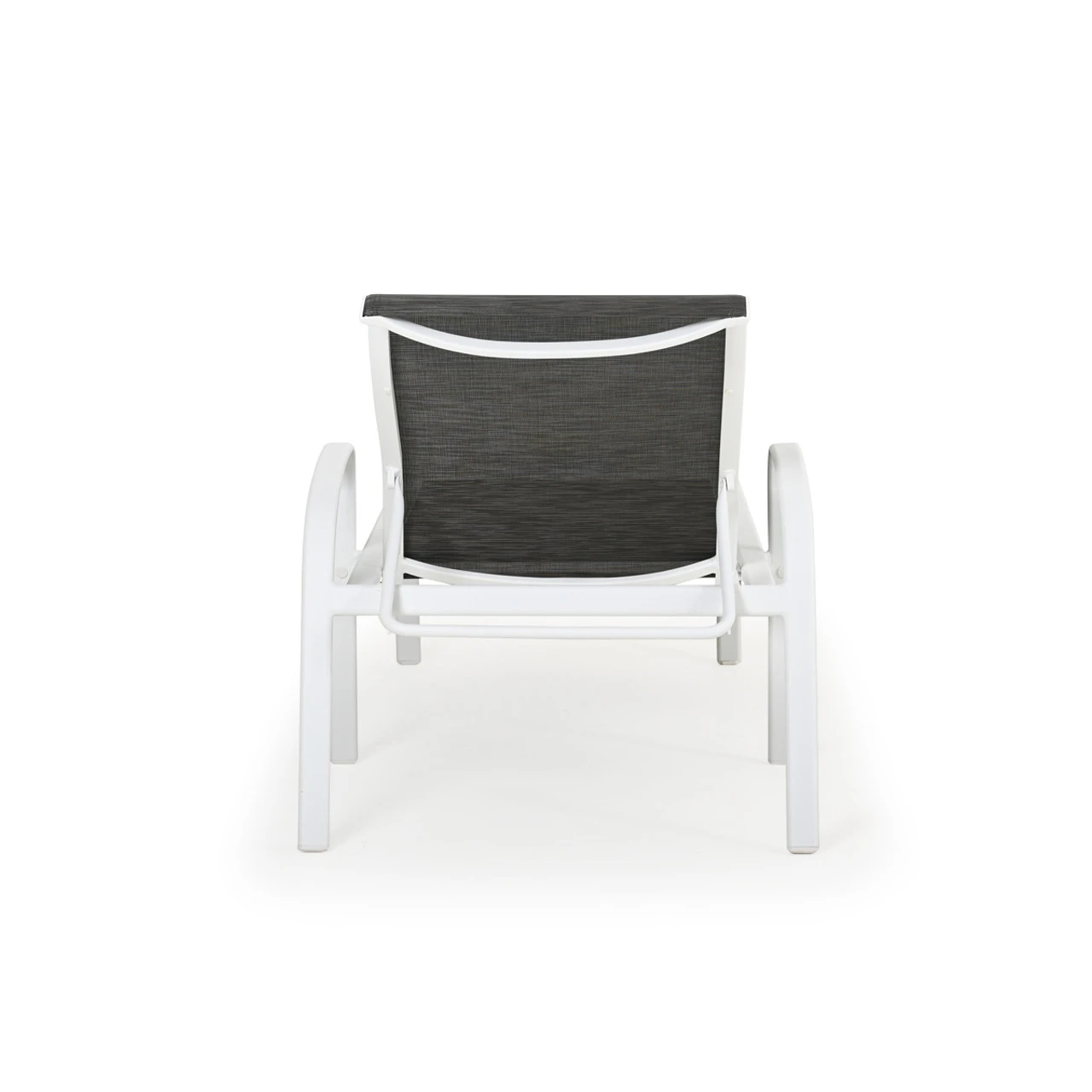 Madeira Outdoor Sling Chaise Lounge In Textured White With Dupione Smoke Sling - Image 7