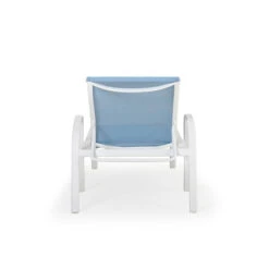 Madeira Outdoor Sling Chaise Lounge In Textured White With Dupione Poolside Sling