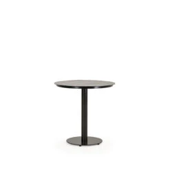 Madeira Outdoor 29" Round Aluminum Slat Top Bistro Table In Midnight Finish