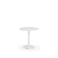 Madeira Outdoor 29" Round Aluminum Slat Top Bistro Table In Textured White Finish