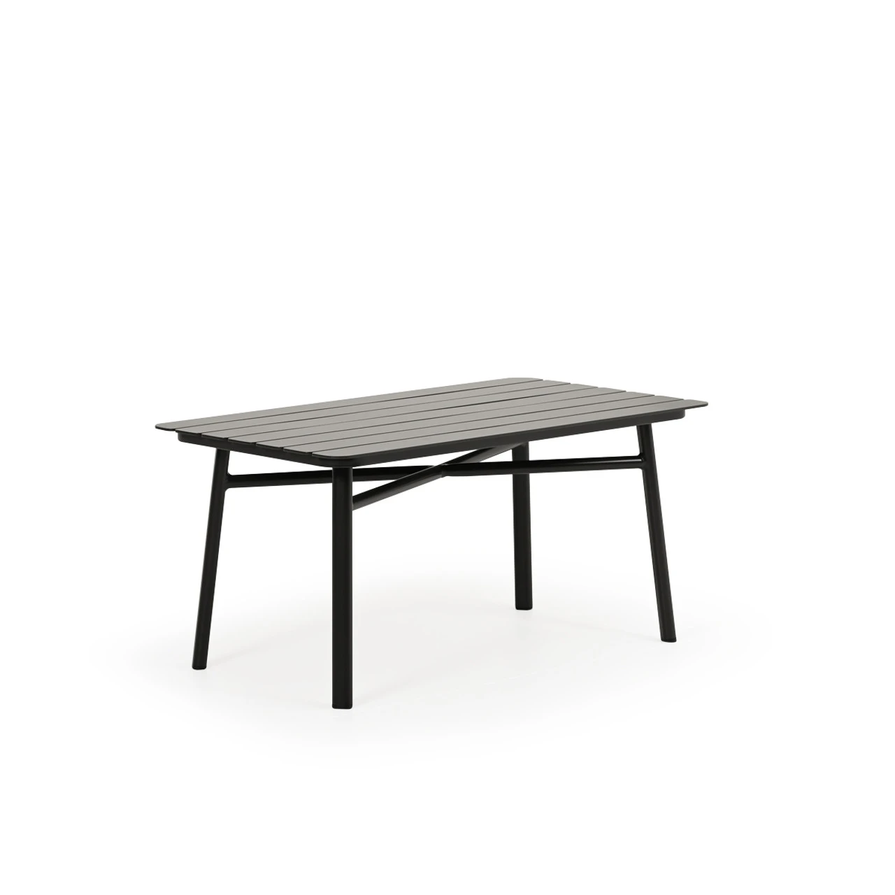 Madeira Outdoor Cocktail Table In Midnight With Aluminum Slat Top - Image 4