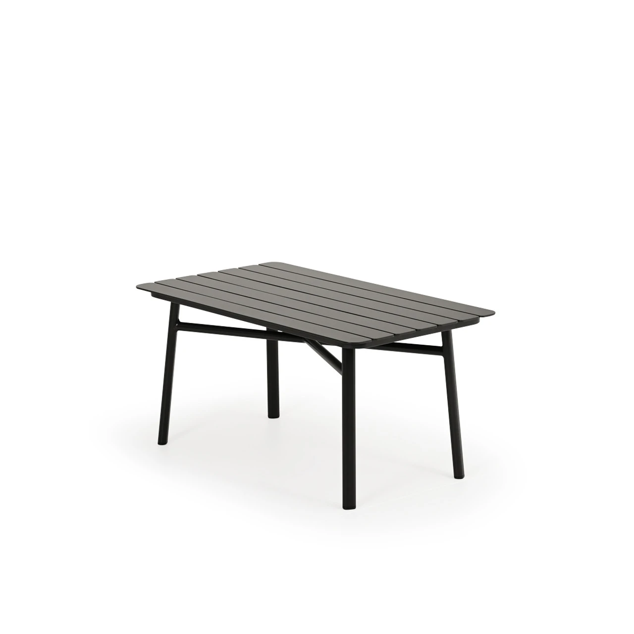 Madeira Outdoor Cocktail Table In Midnight With Aluminum Slat Top