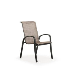 Madeira Outdoor Sling Dining Chair In Midnight With Napa Brindle Sling