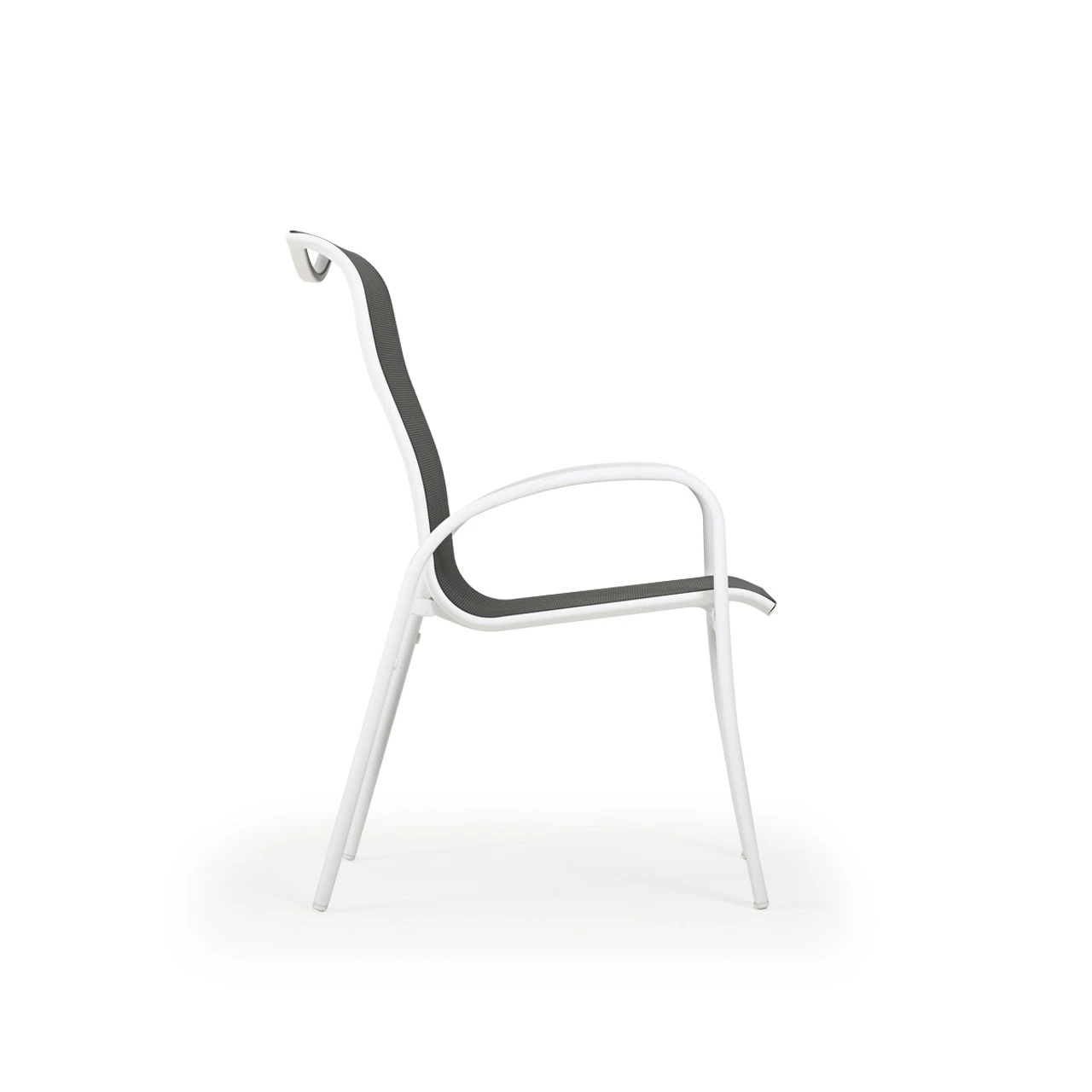 Madeira Outdoor Sling Dining Chair In Textured White With Dupione Smoke Sling - Image 3