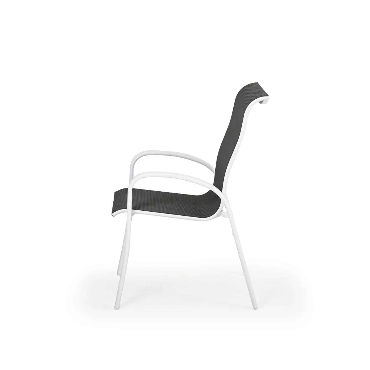 Madeira Outdoor Sling Dining Chair In Textured White With Dupione Smoke Sling - Image 4