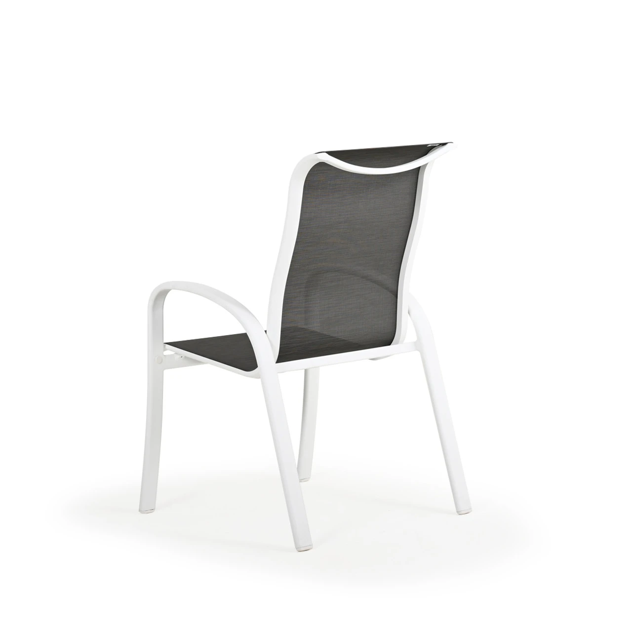 Madeira Outdoor Sling Dining Chair In Textured White With Dupione Smoke Sling - Image 6