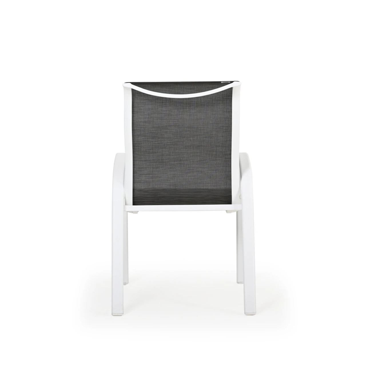 Madeira Outdoor Sling Dining Chair In Textured White With Dupione Smoke Sling