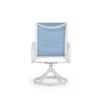 Madeira Outdoor Sling Swivel Dining Chair In Textured White With Dupione Poolside Sling