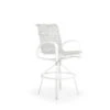 Madeira Outdoor Sling Bar Stool In Textured White With Caribbean Cane Sling