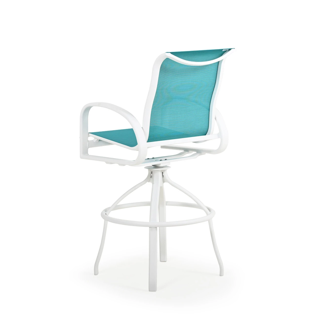 Madeira Outdoor Sling Bar Stool In Textured White With Dupione Lagoon Sling - Image 3