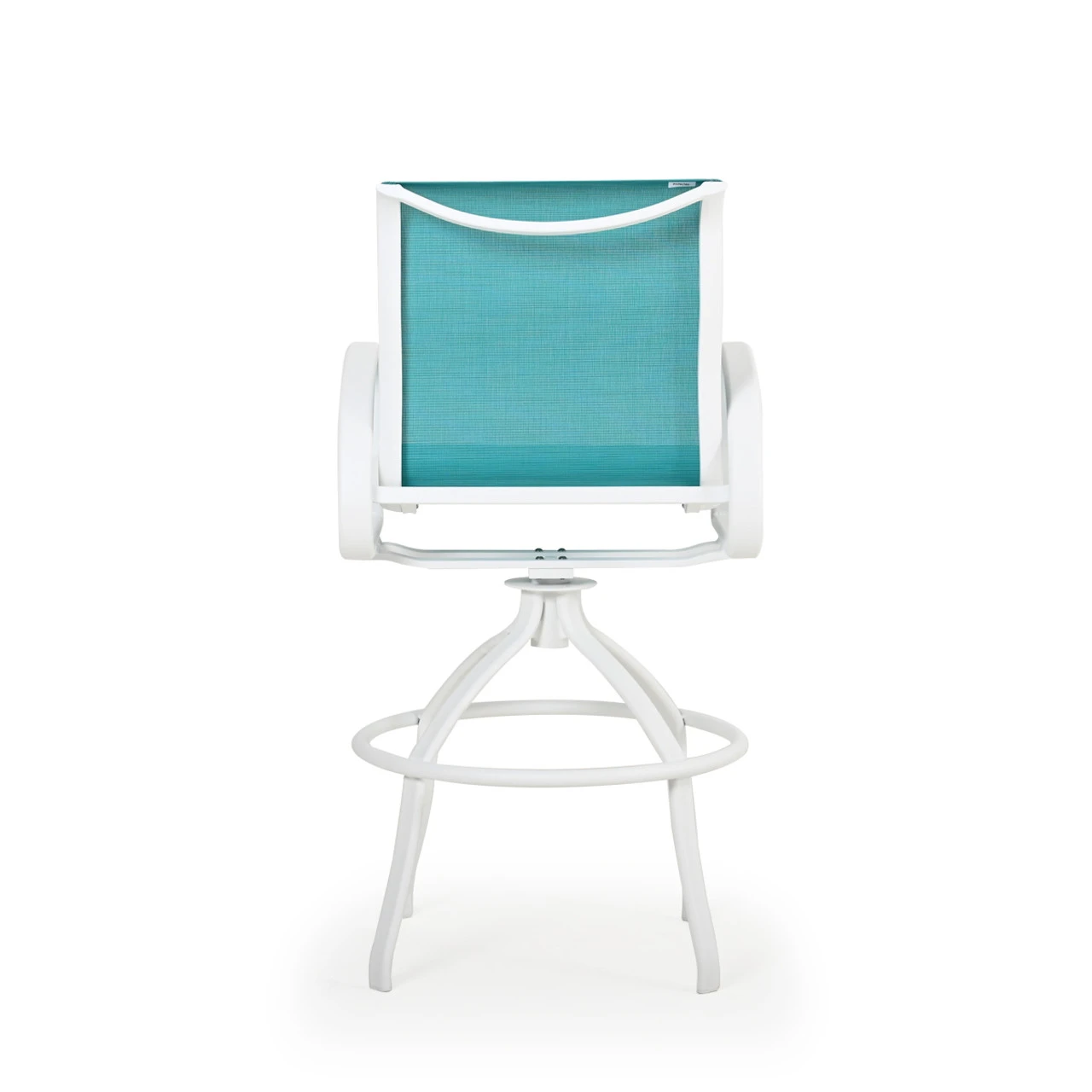 Madeira Outdoor Sling Bar Stool In Textured White With Dupione Lagoon Sling - Image 6