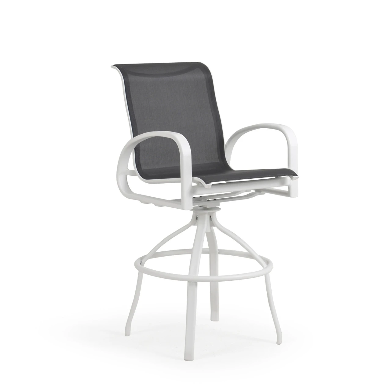 Madeira Outdoor Sling Bar Stool In Midnight With Napa Brindle Sling - Image 2