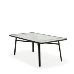 Madeira Glass Top 42" X 75" Rectangle Dining Table In Midnight