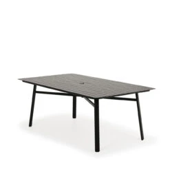 Reef Outdoor 42" X 75" Rectangle Aluminum Slat Top Dining Table In Midnight
