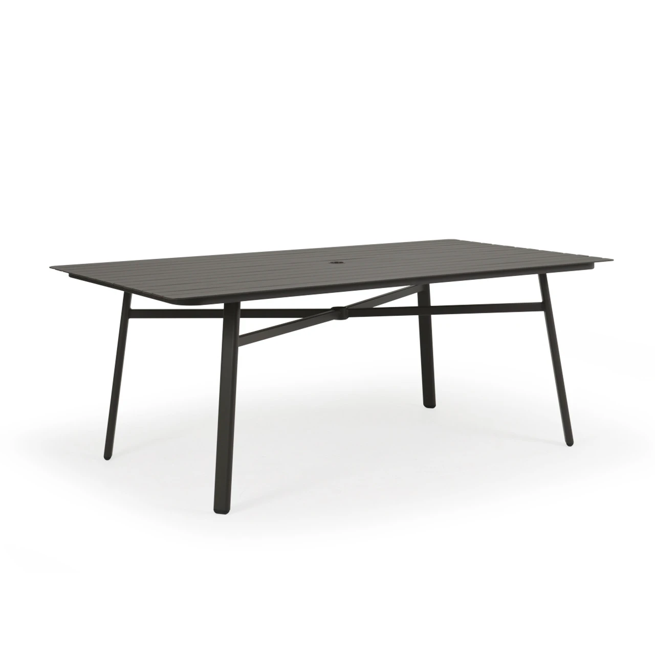 Madeira Aluminum Slat Top 42" X 75" Rectangle Dining Table In Textured White - Image 2