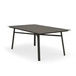 Madeira Aluminum Slat Top 42" X 75" Rectangle Dining Table In Textured White