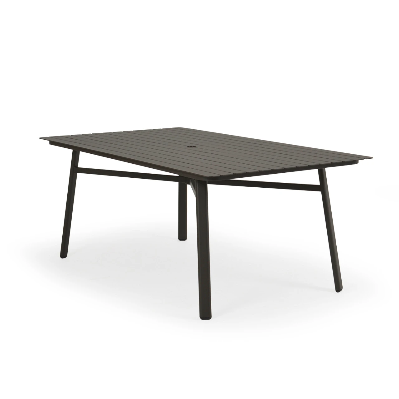 Madeira Aluminum Slat Top 42" X 75" Rectangle Dining Table In Textured White