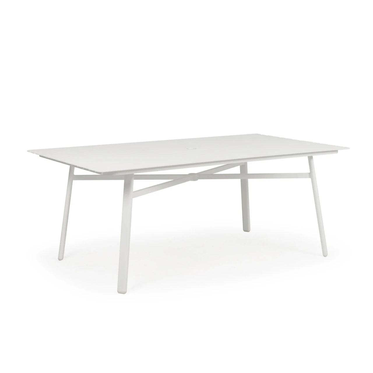 Madeira Aluminum Slat Top 42" X 75" Rectangle Dining Table In Textured White - Image 4