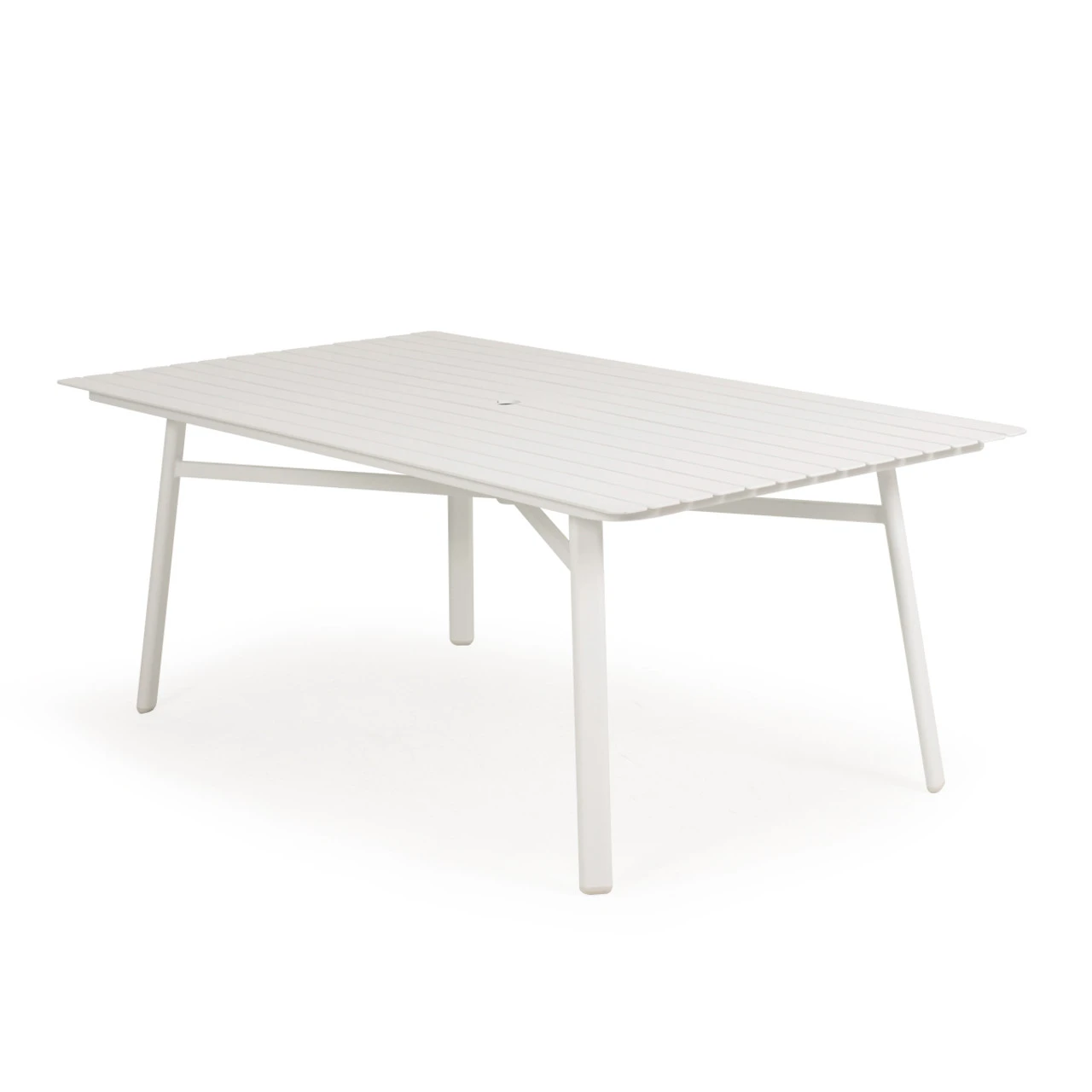 Madeira Aluminum Slat Top 42" X 75" Rectangle Dining Table In Textured White - Image 5