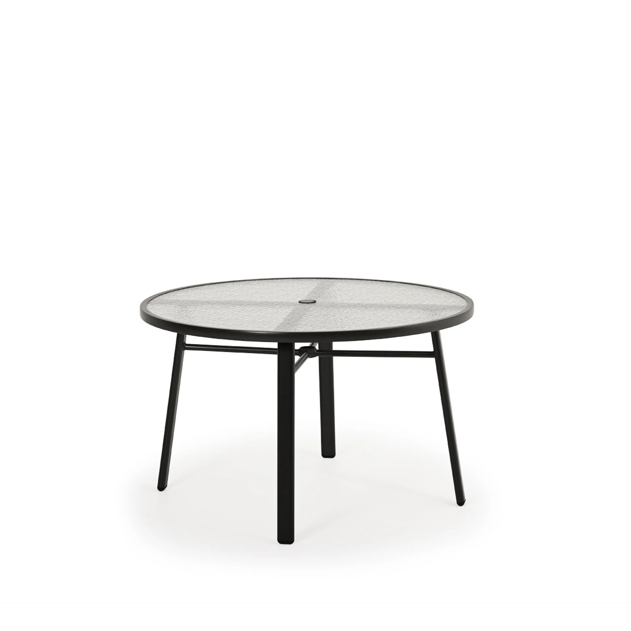 Madeira Outdoor 48" Round Glass Top Dining Table In Textured White - Image 5