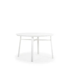 Madeira Outdoor Aluminum Slat Top 48" Round Dining Table In Textured White