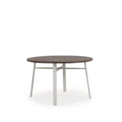 Madeira Outdoor PoliSoul Top 48" Round Dining Table In Textured White