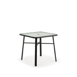 Reef Outdoor 36" Square Glass Top Counter Height Table In Midnight