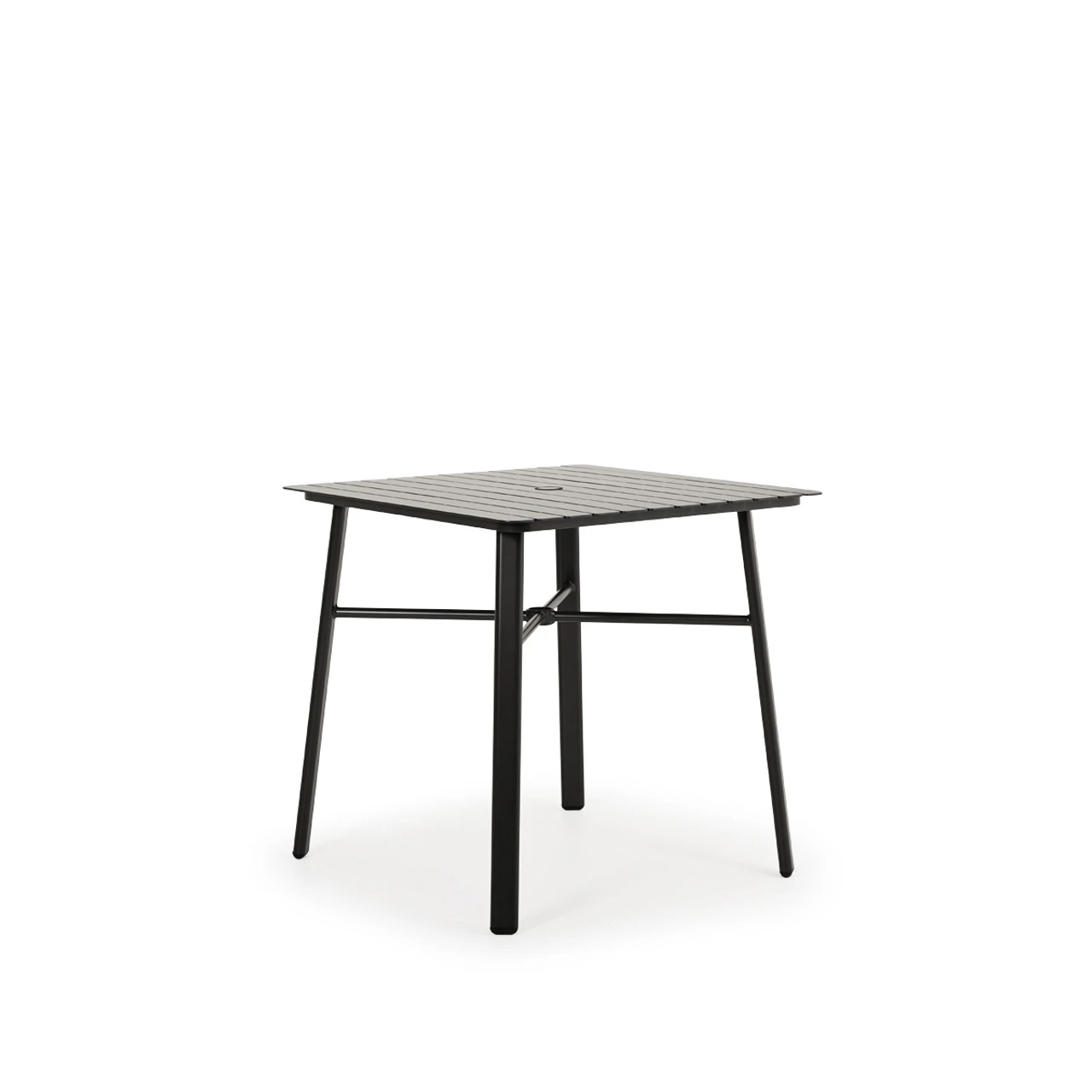 Madeira Outdoor 36" Square Aluminum Slat Top Counter Height Table In Midnight - Image 4