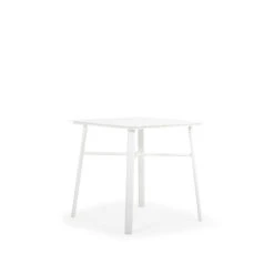 Madeira Outdoor 36" Square Aluminum Slat Top Counter Height Table In Textured White