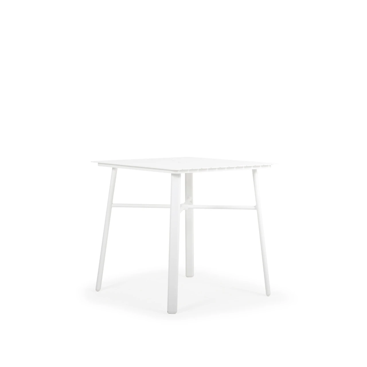 Madeira Outdoor 36" Square Aluminum Slat Top Counter Height Table In Textured White