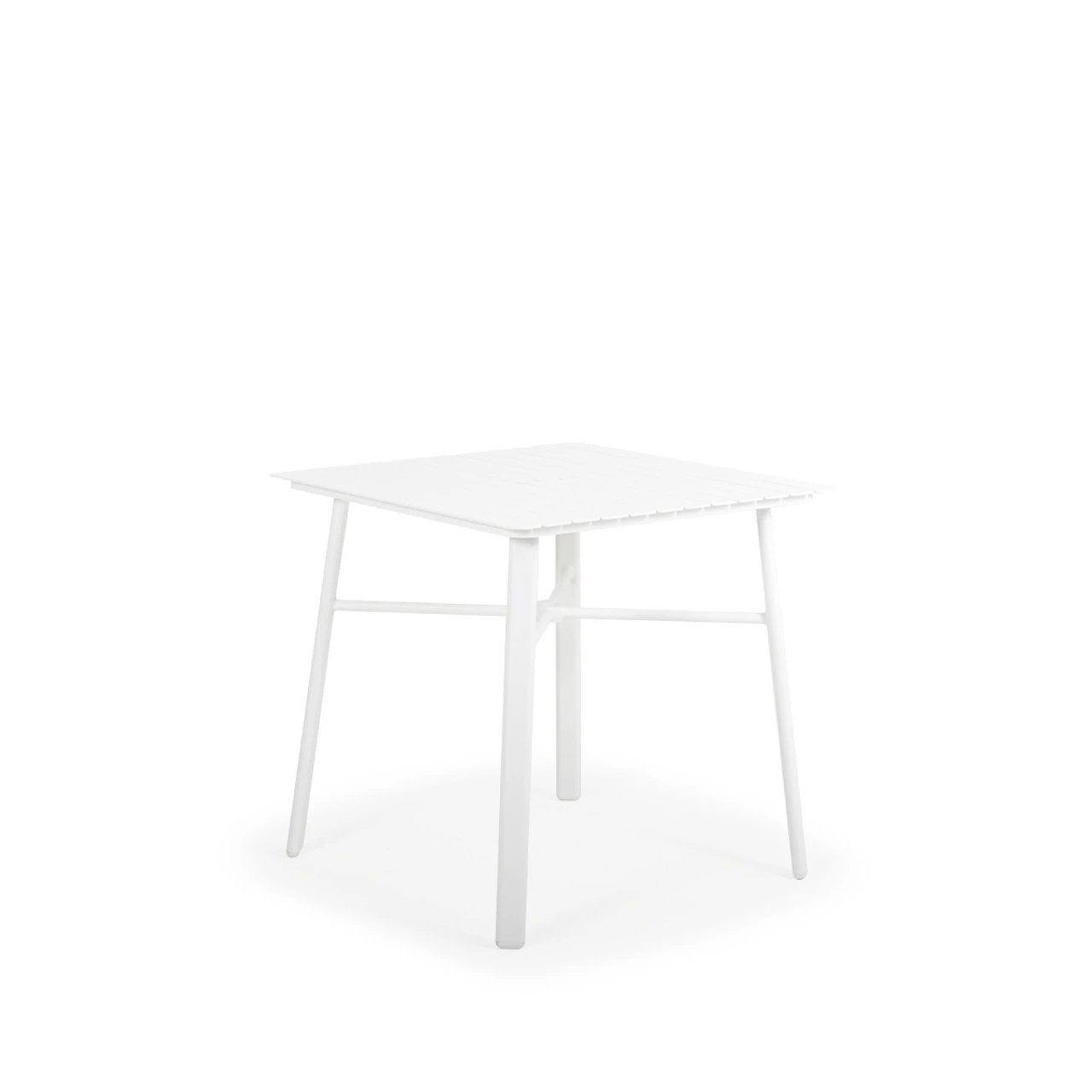 Madeira Outdoor 36" Square Aluminum Slat Top Counter Height Table In Textured White - Image 3