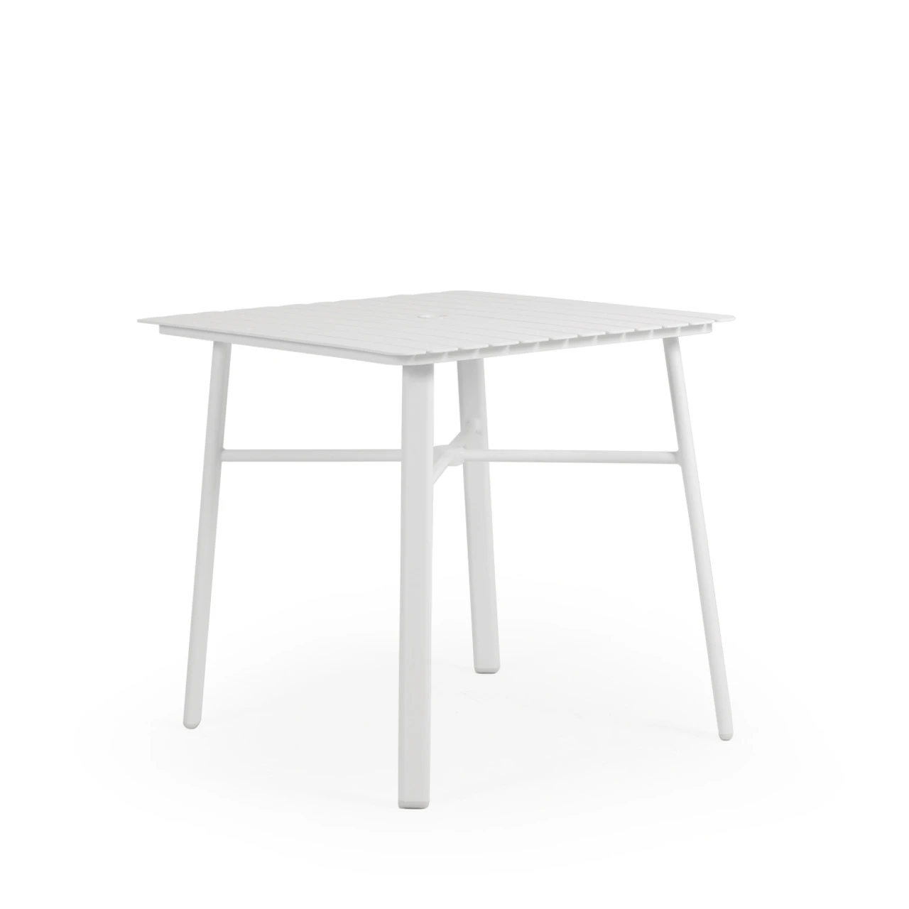 Madeira Outdoor 36" Square Aluminum Slat Top Counter Height Table In Midnight - Image 3