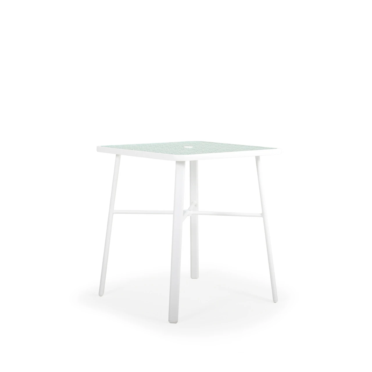 Madeira Outdoor 36" Square Glass Top Bar Height Table In Textured White - Image 2