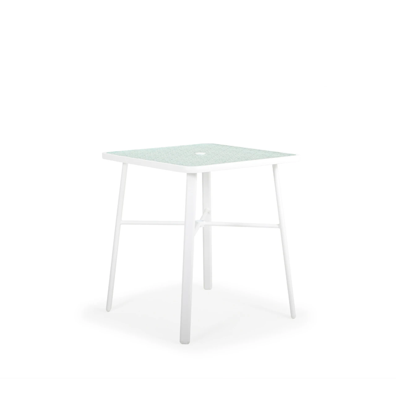 Madeira Outdoor 36" Square Glass Top Bar Height Table In Textured White - Image 3