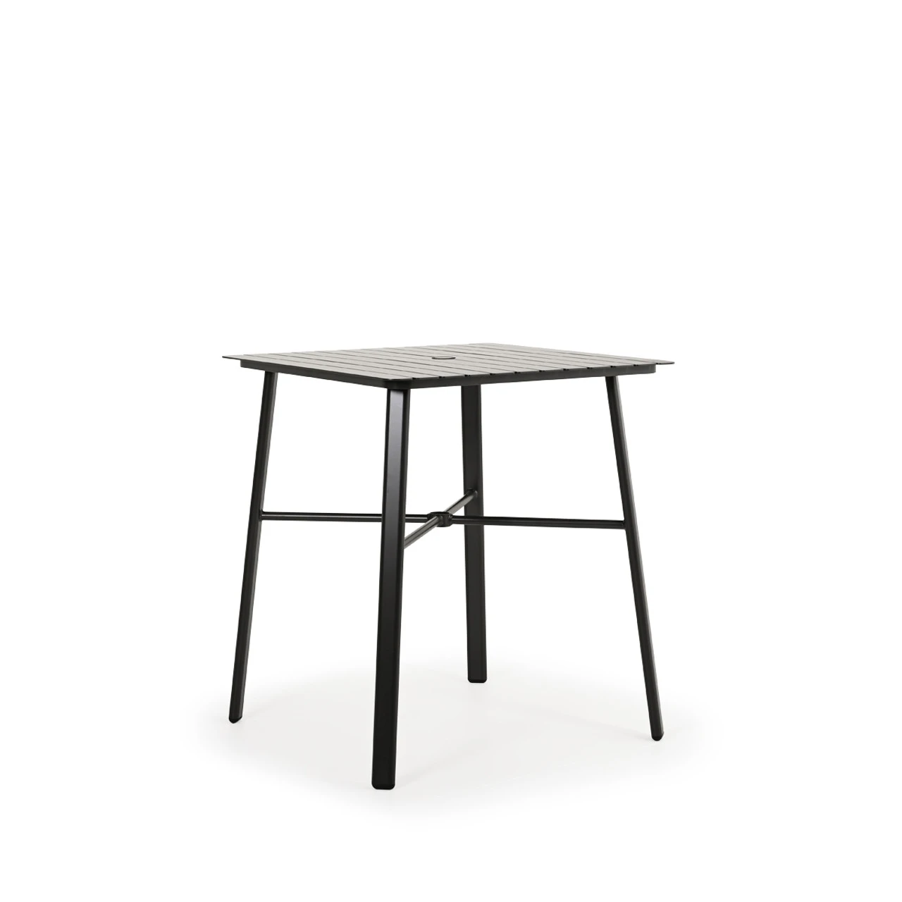 Reef Outdoor 36" Square Aluminum Slat Top Bar Height Table In Midnight - Image 2