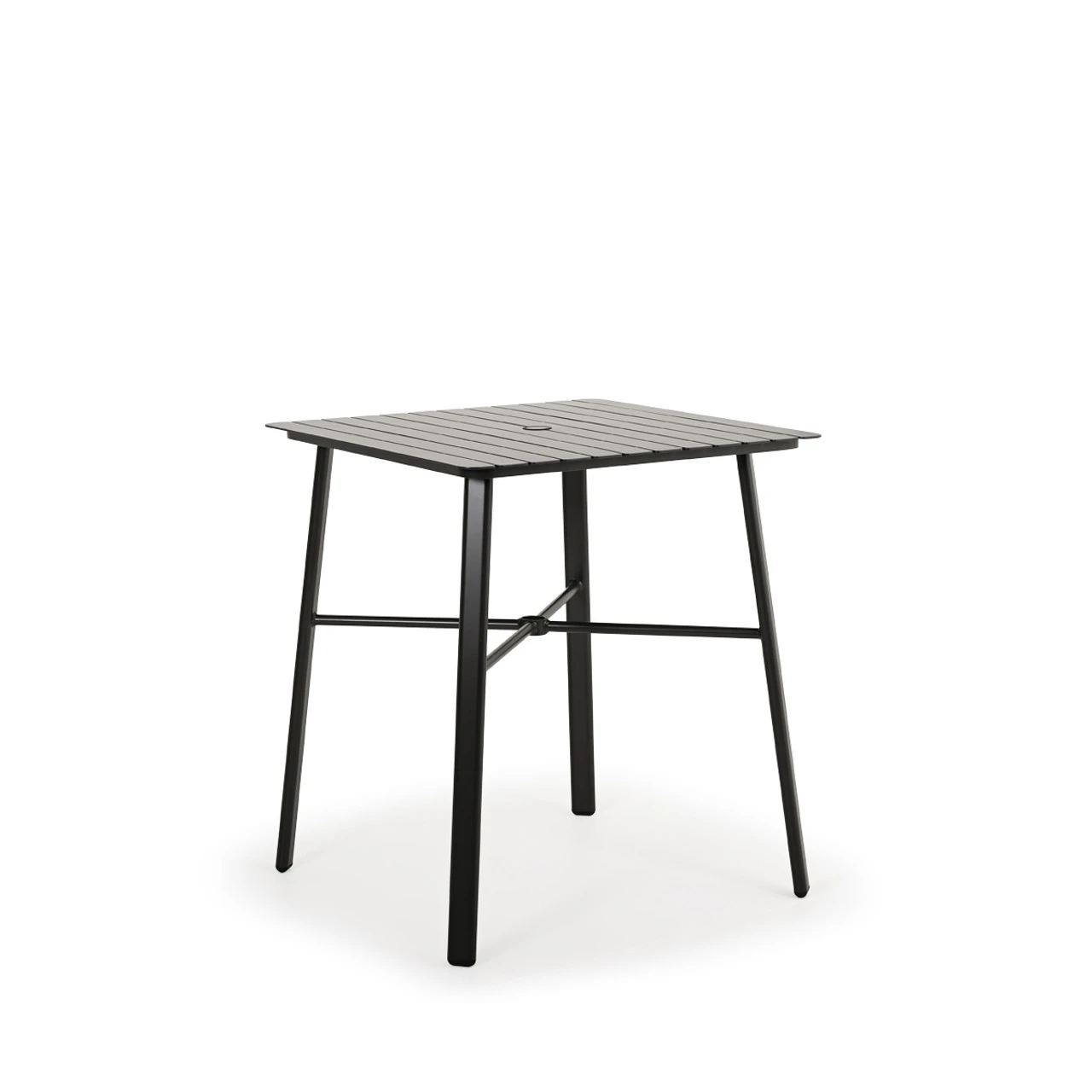 Reef Outdoor 36" Square Aluminum Slat Top Bar Height Table In Midnight - Image 3
