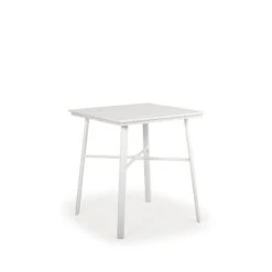 Madeira Outdoor 36" Square Poly Top Bar Height Table In Linen