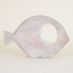 Indoor Large Distressed Abstract Fish With Mirror Rimmed Eye