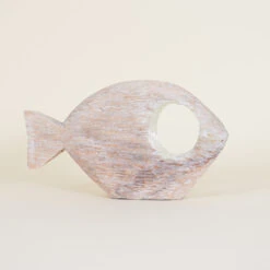 Indoor Small Distressed Abstract Fish With Mirror Rimmed Eye