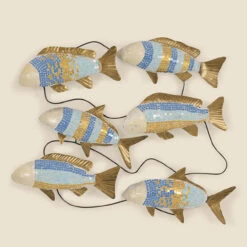 Indoor Six Mosaic Fish On A Wire