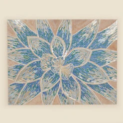 Indoor Blue Flower Mosaic Canvas Art
